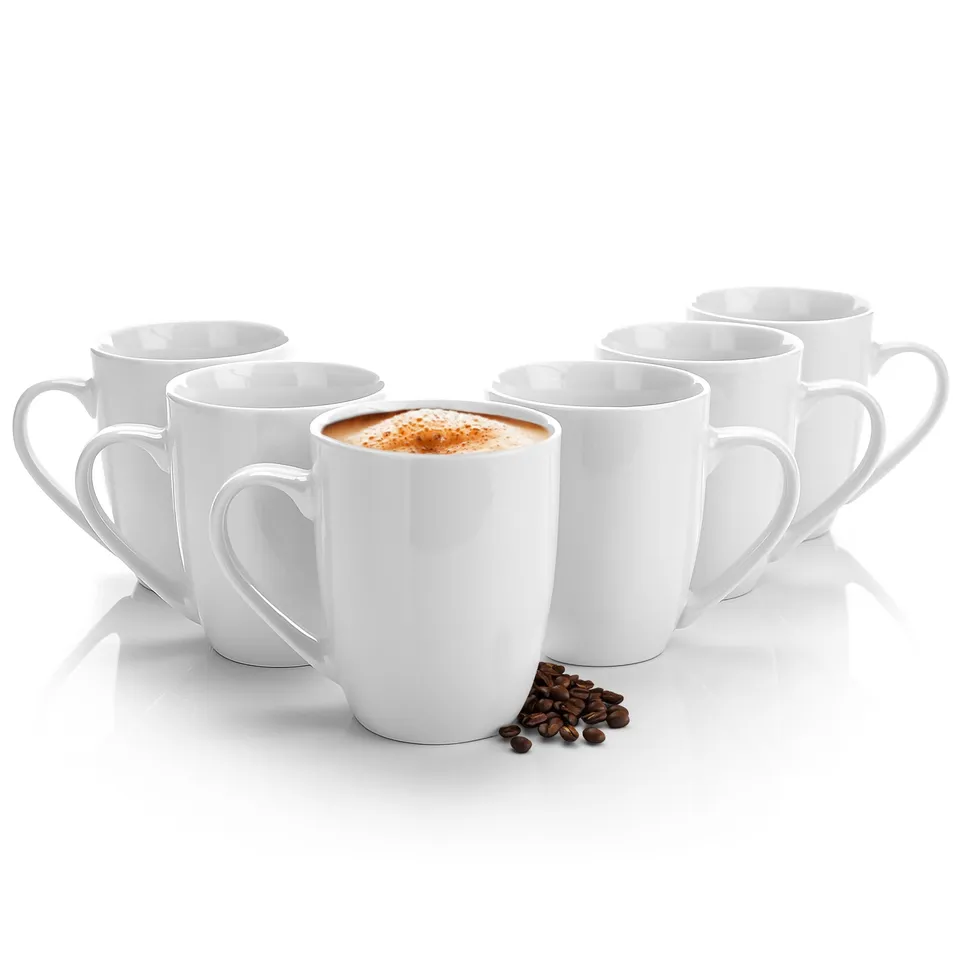BigDean Küche & Vorrat Kaffeebecher Porzellan 300ml 6 Stück weiß