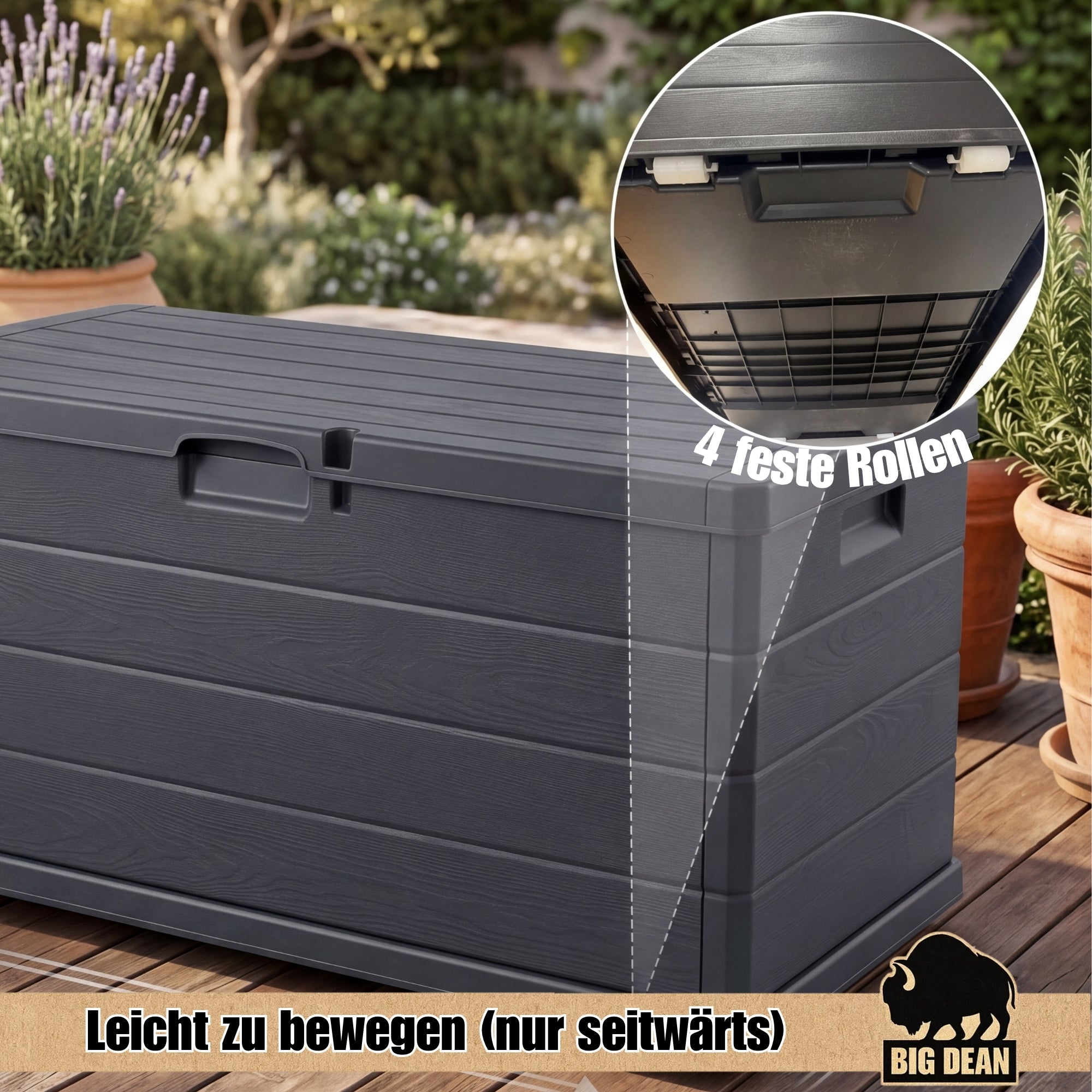 BigDean Auflagenbox 340 Liter Kissenbox abschließbar
