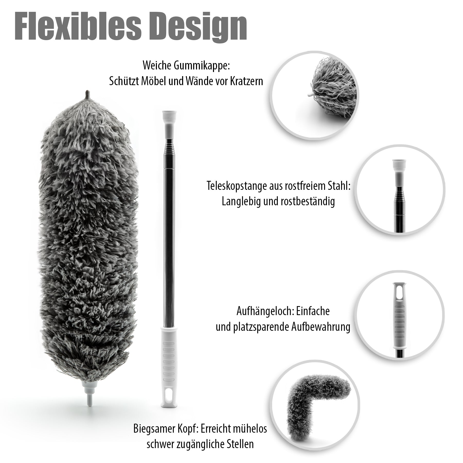 BigDean Bad & Reinigung Staubwedel Teleskop 254 cm waschbar