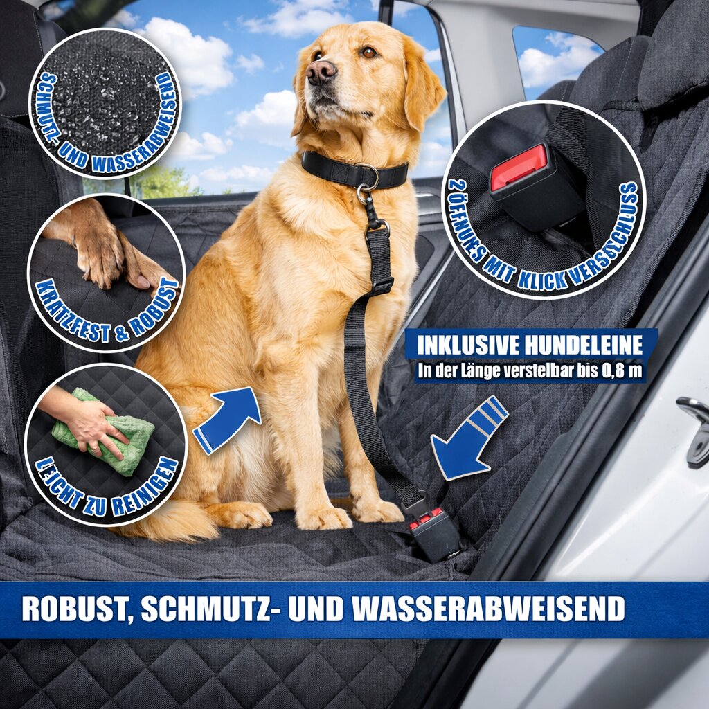 BigDean Hundedecke Auto Rücksitz 600D Oxford mit Sichtfenster