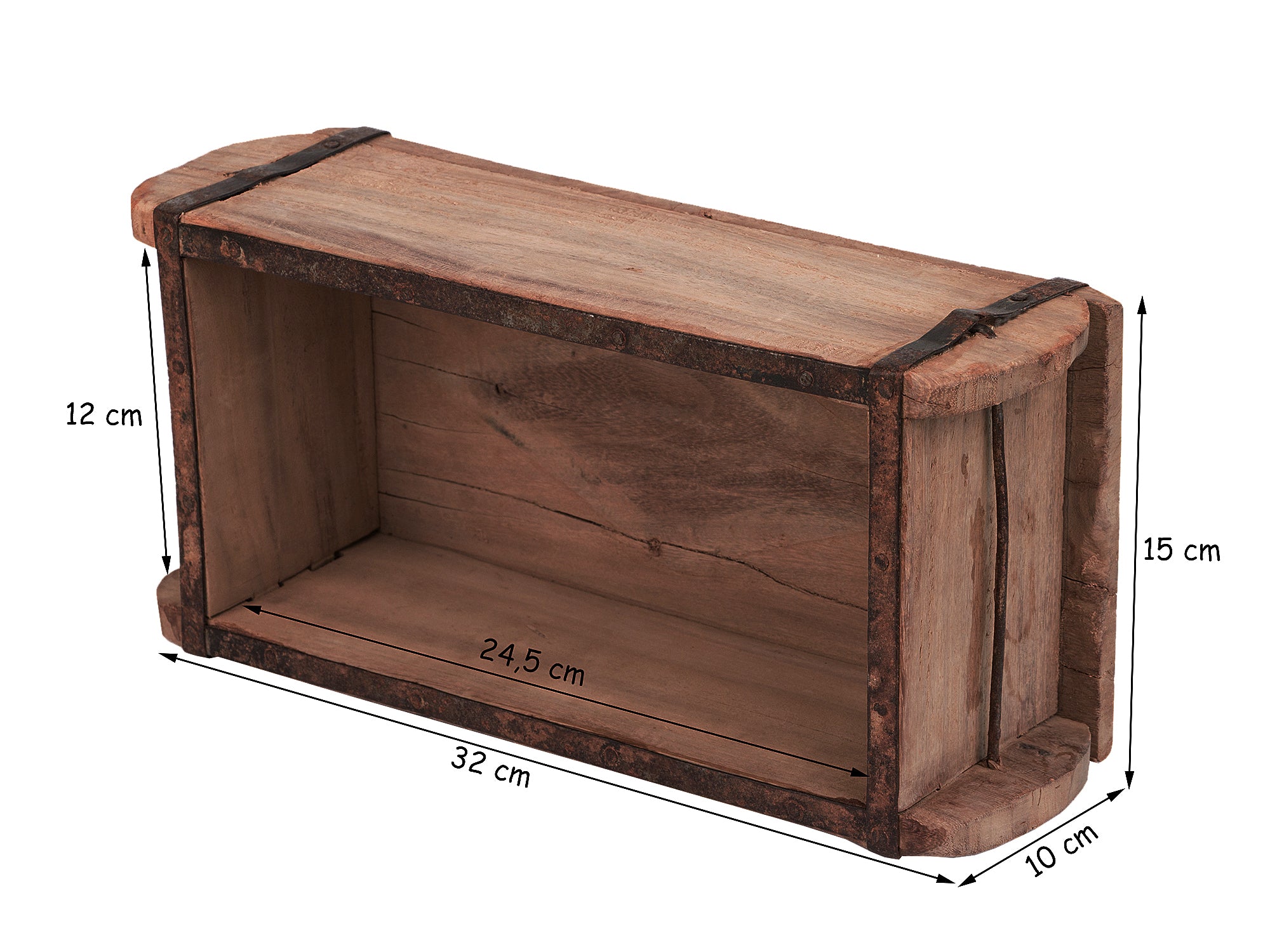 BigDean Ziegelform 32x15x10cm Vintage Holzkiste Unikat