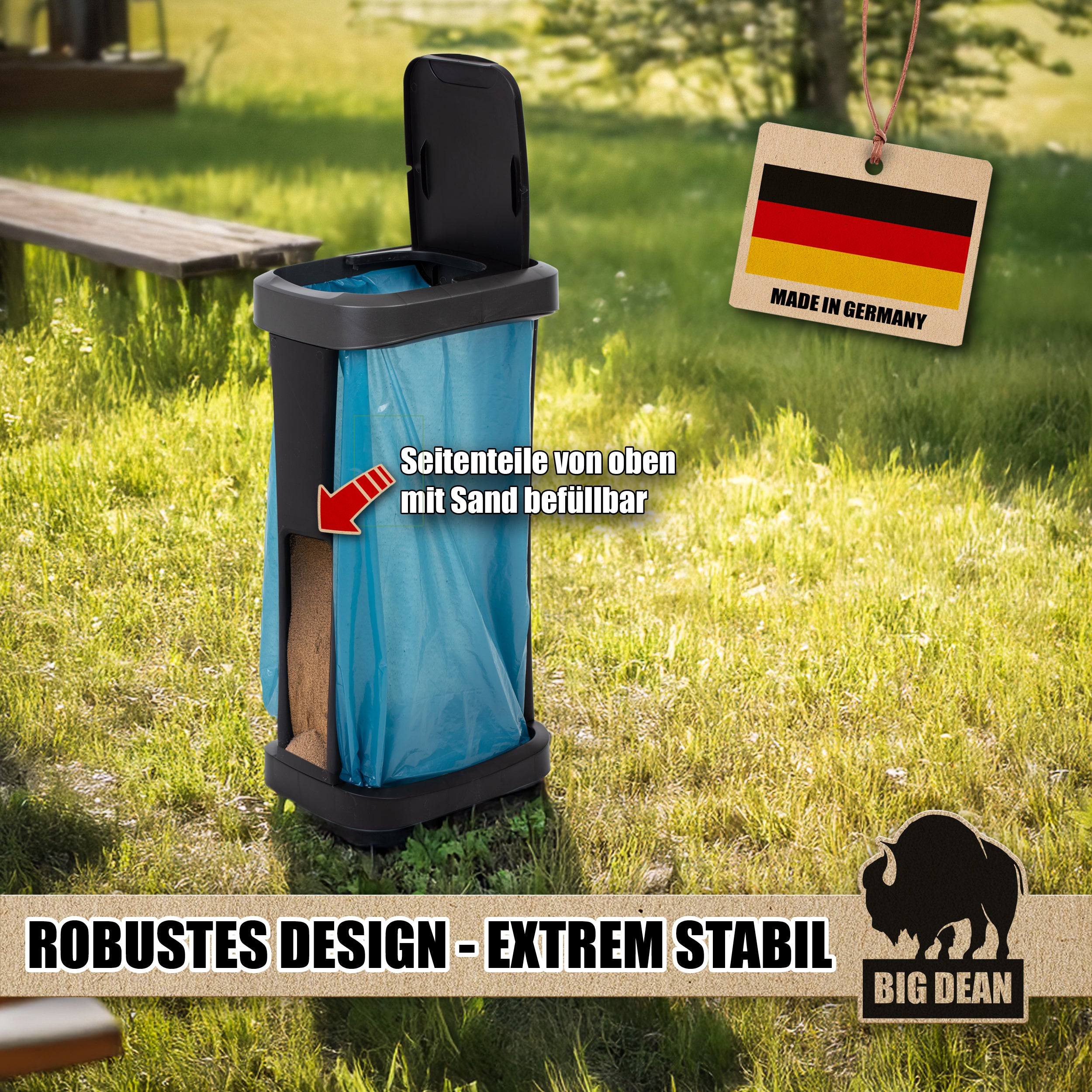 BigDean Haushalt & Alltag Müllsackständer 70-120 L mit Deckel