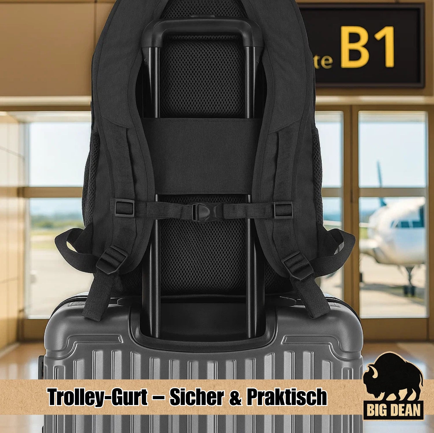 BigDean Handgepäck Rucksack 22L 15,6 Zoll schwarz