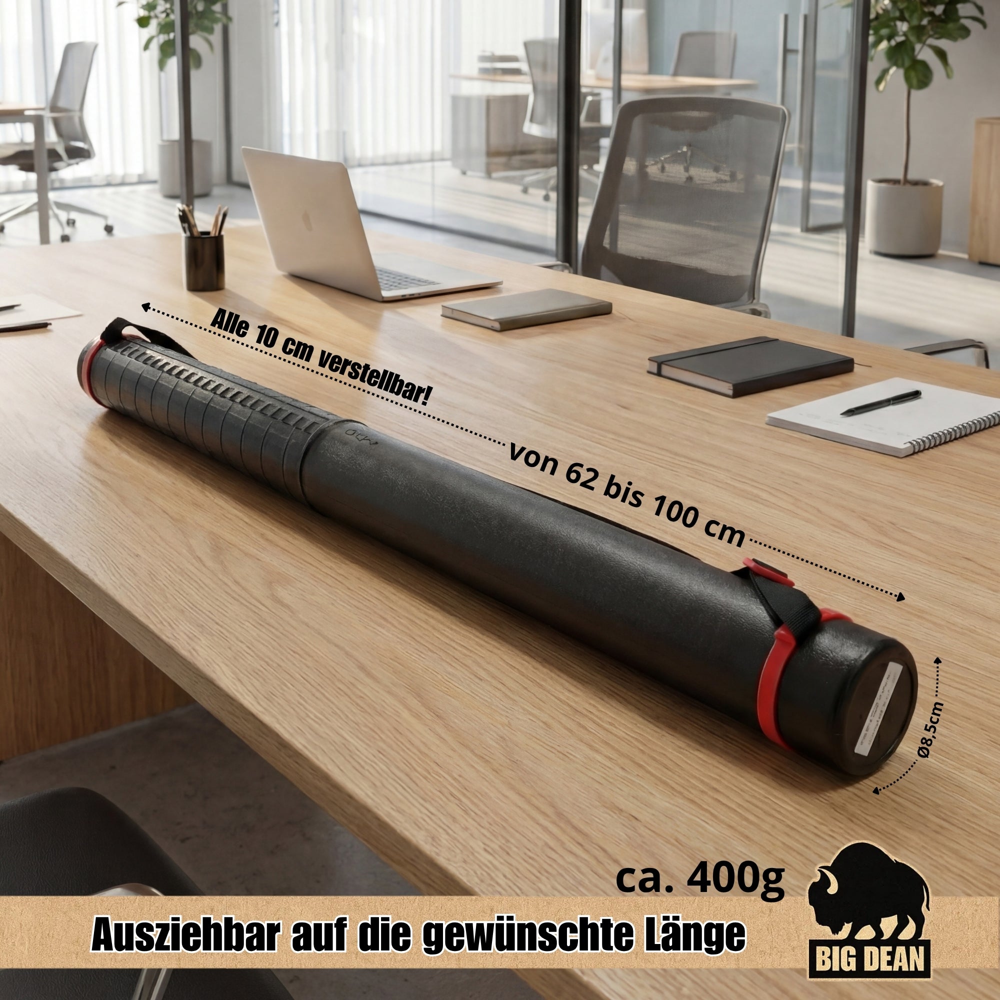 BigDean Posterrolle A0 Schwarz verstellbar Köcher 62-100 cm