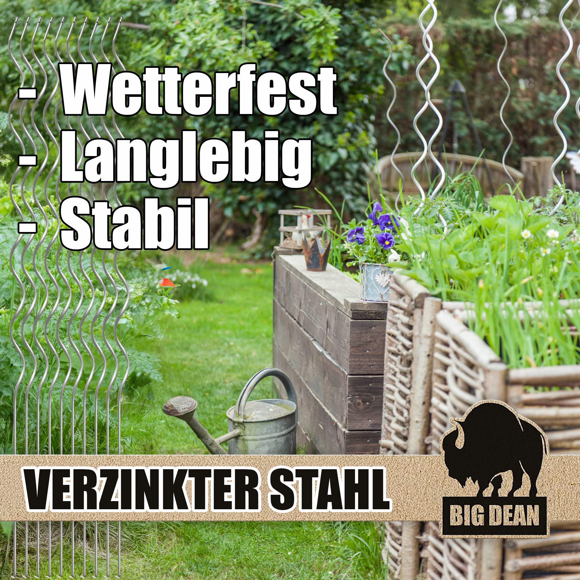 BigDean Tomatenspiralstäbe 110cm verzinkt 40 Stück