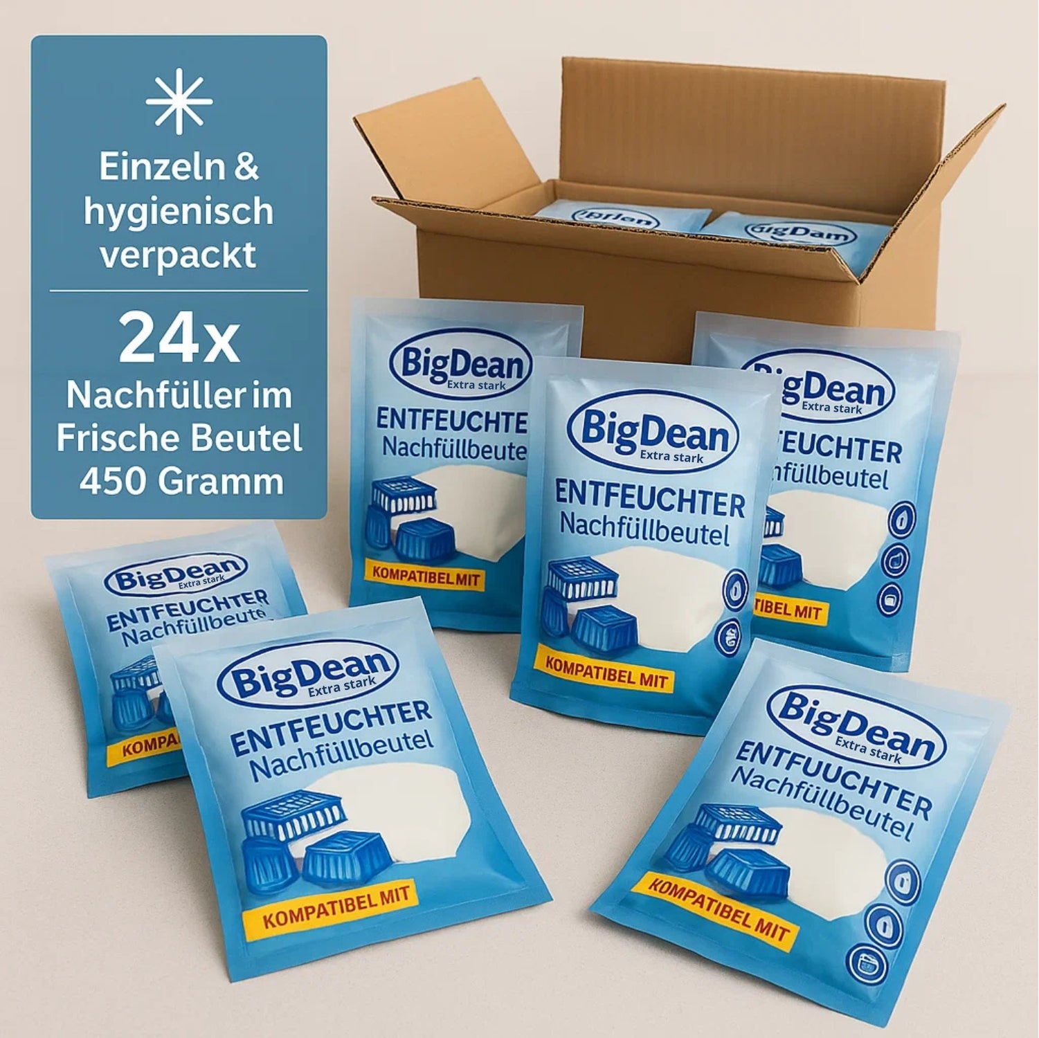 BigDean Luftentfeuchter Granulat 450g 24er Nachfüllpack