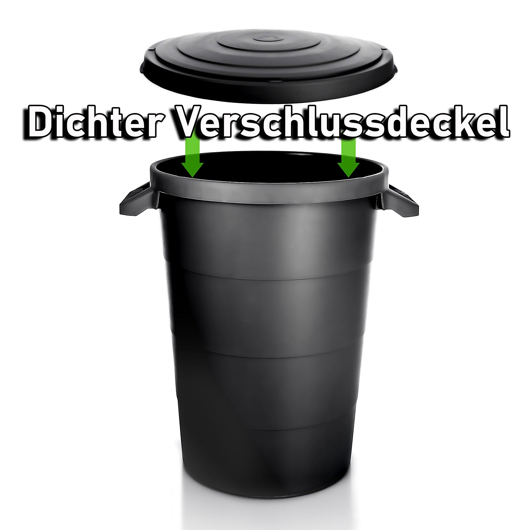 BigDean Haushalt Universaltonne 80 Liter schwarz mit Deckel