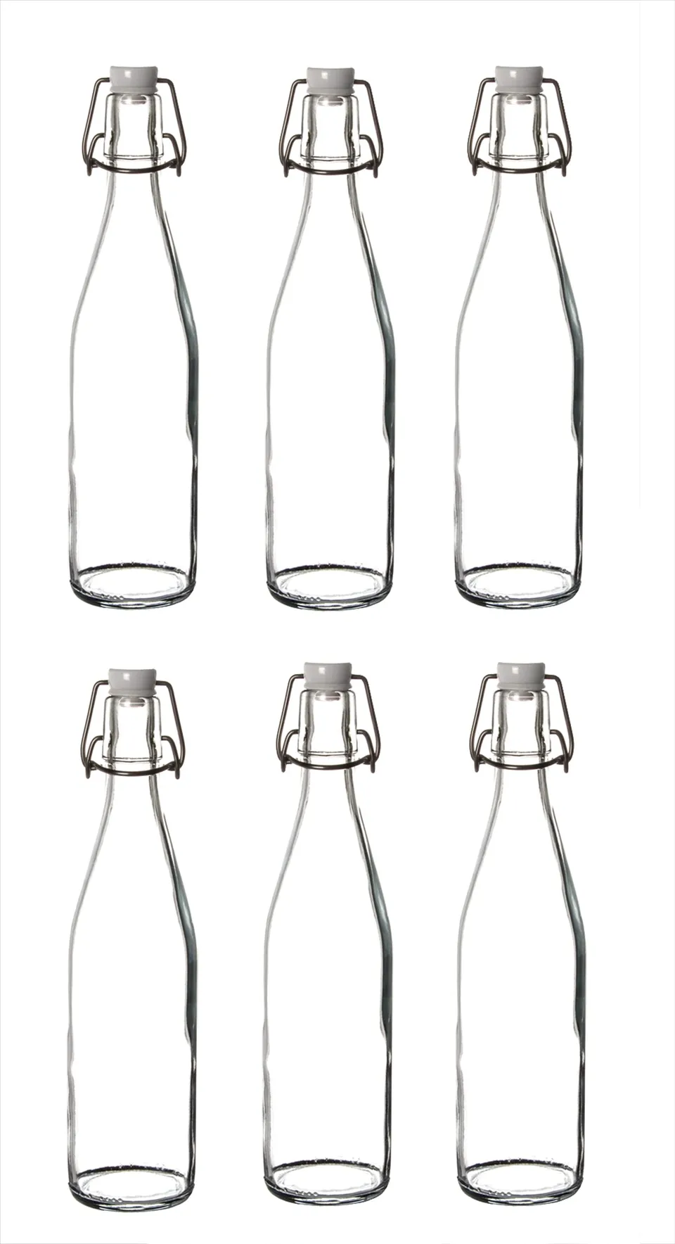 BigDean Bügelflaschen 6x 500 ml Glasflaschen luftdicht