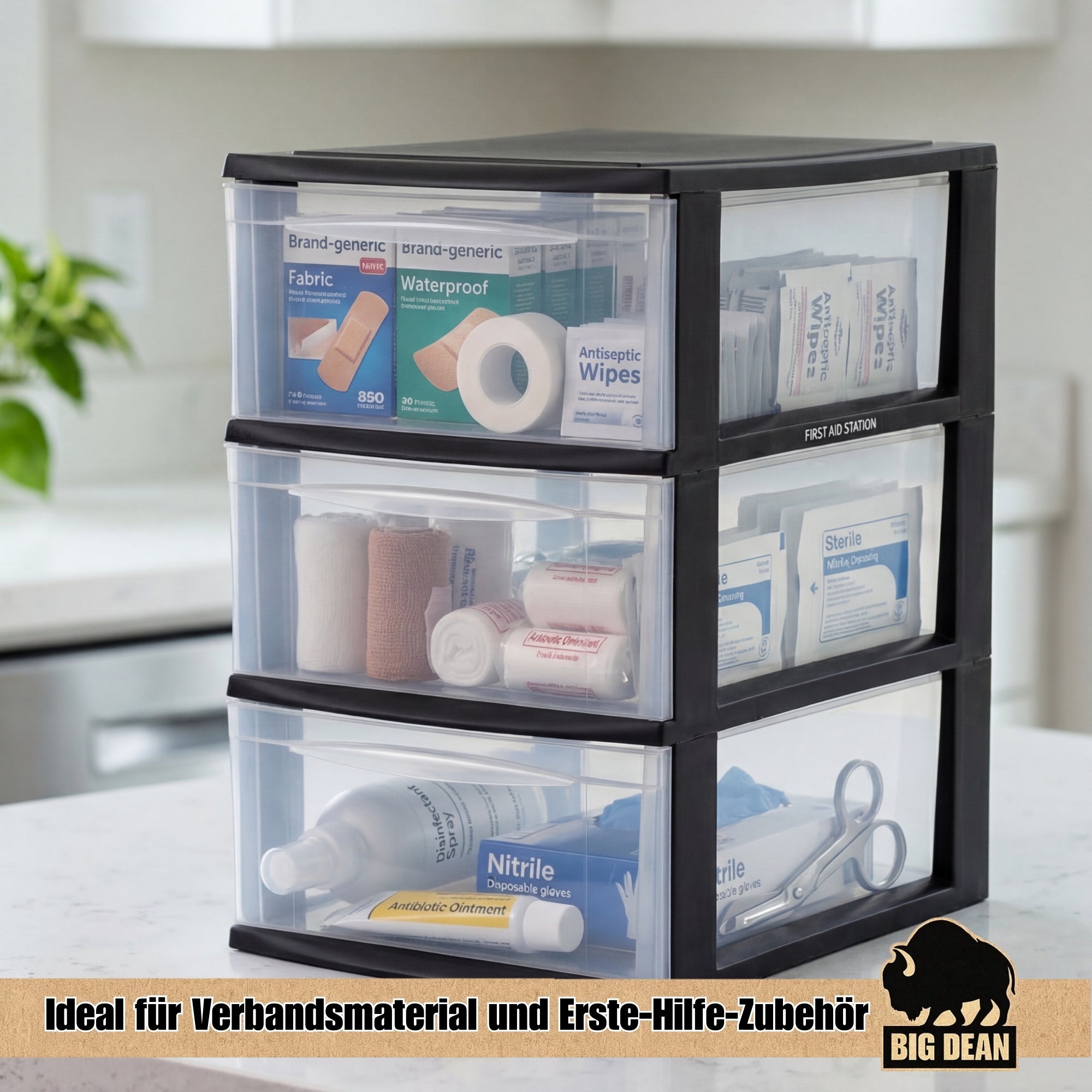 BigDean Schubladenbox A4 transparent Organizer extra hoch