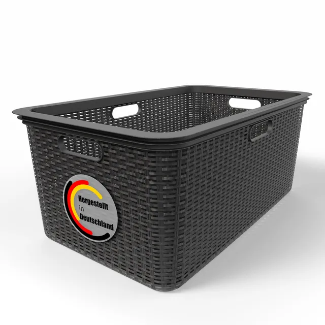 BigDean Wäschekorb Rattan Design 59x39x26 cm Wäschewanne