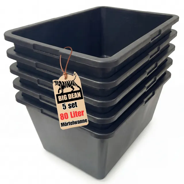 BigDean Werkzeug Mörtelwanne 80L Eckig 78x47x30 5 Stück stabil