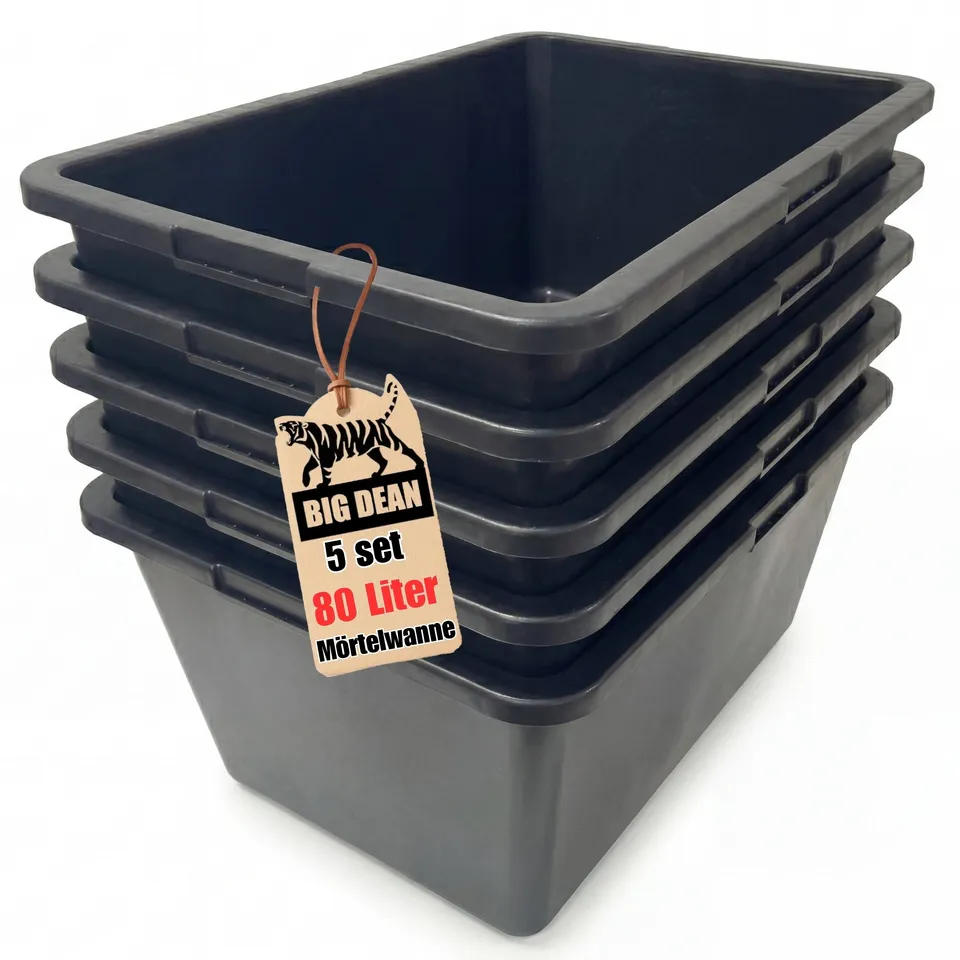 BigDean Werkzeug Mörtelwanne 80L Eckig 78x47x30 5 Stück stabil
