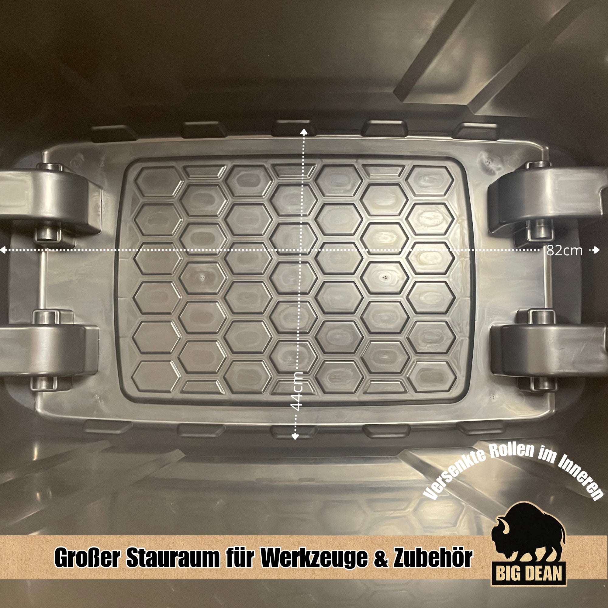 BigDean Aufbewahrung Transportbox 175L schwarz mit Rollen