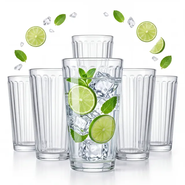 BigDean Küche & Vorrat Wassergläser 410 ml 6er Set Riffel
