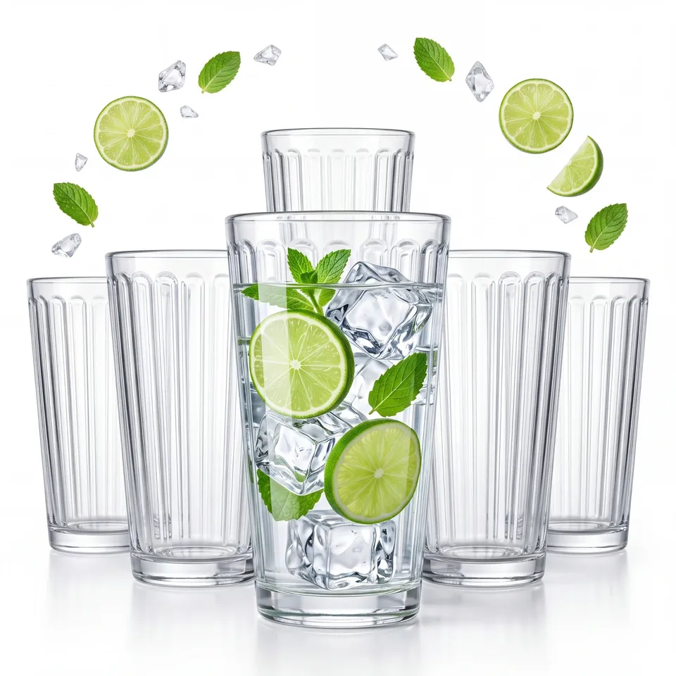 BigDean Küche & Vorrat Wassergläser 410 ml 6er Set Riffel