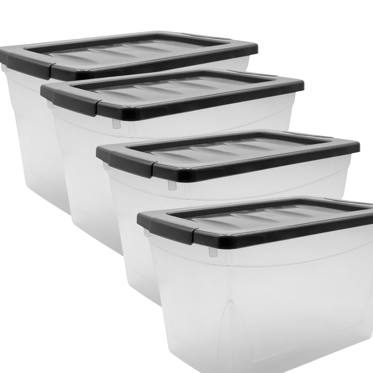 BigDean Aufbewahrungsbox Deckel 30L transparent 4 Stück