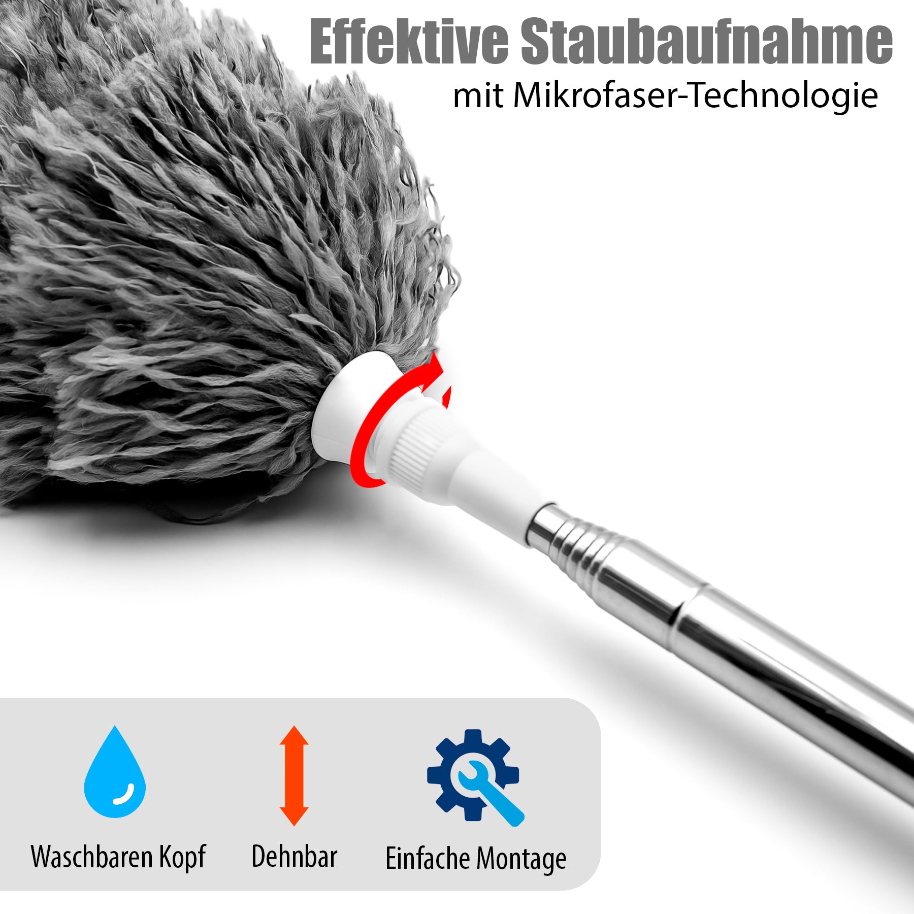 BigDean Bad & Reinigung Staubwedel Teleskop 254 cm waschbar