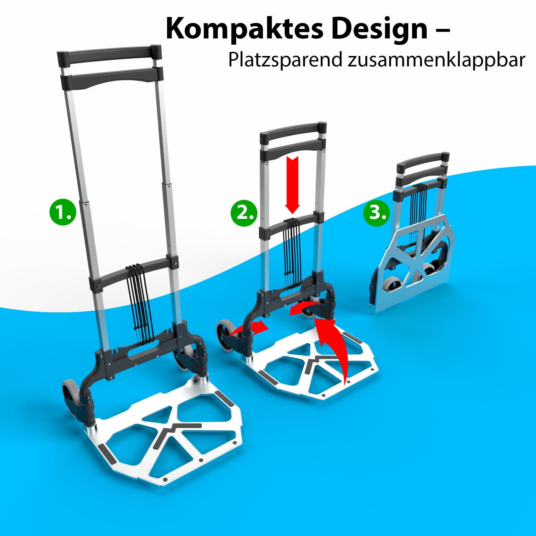 BigDean Werkzeug Sackkarre klappbar 70 kg Teleskopgriff 110 cm
