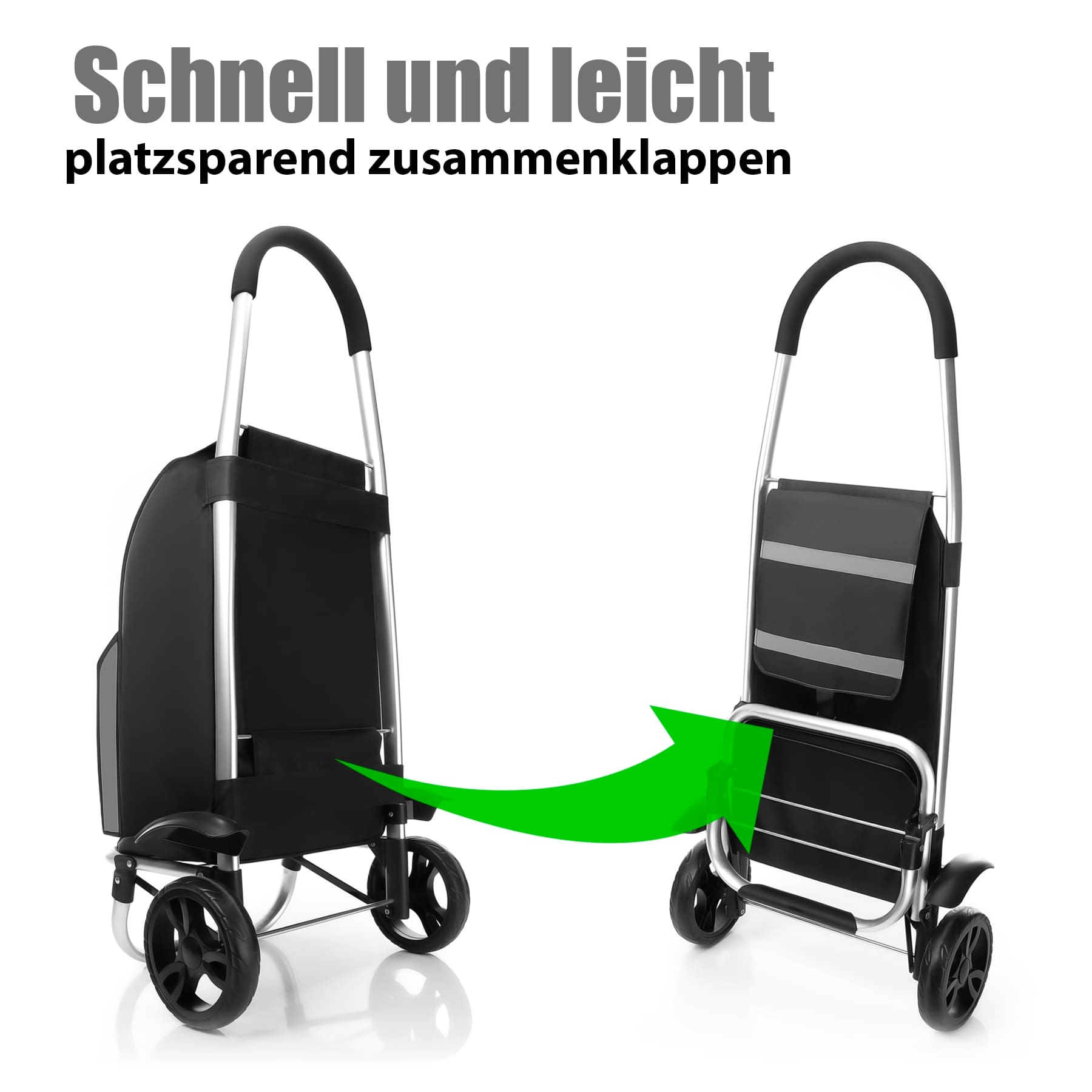 BigDean Einkaufstrolley klappbar 56L mit Kühlfach