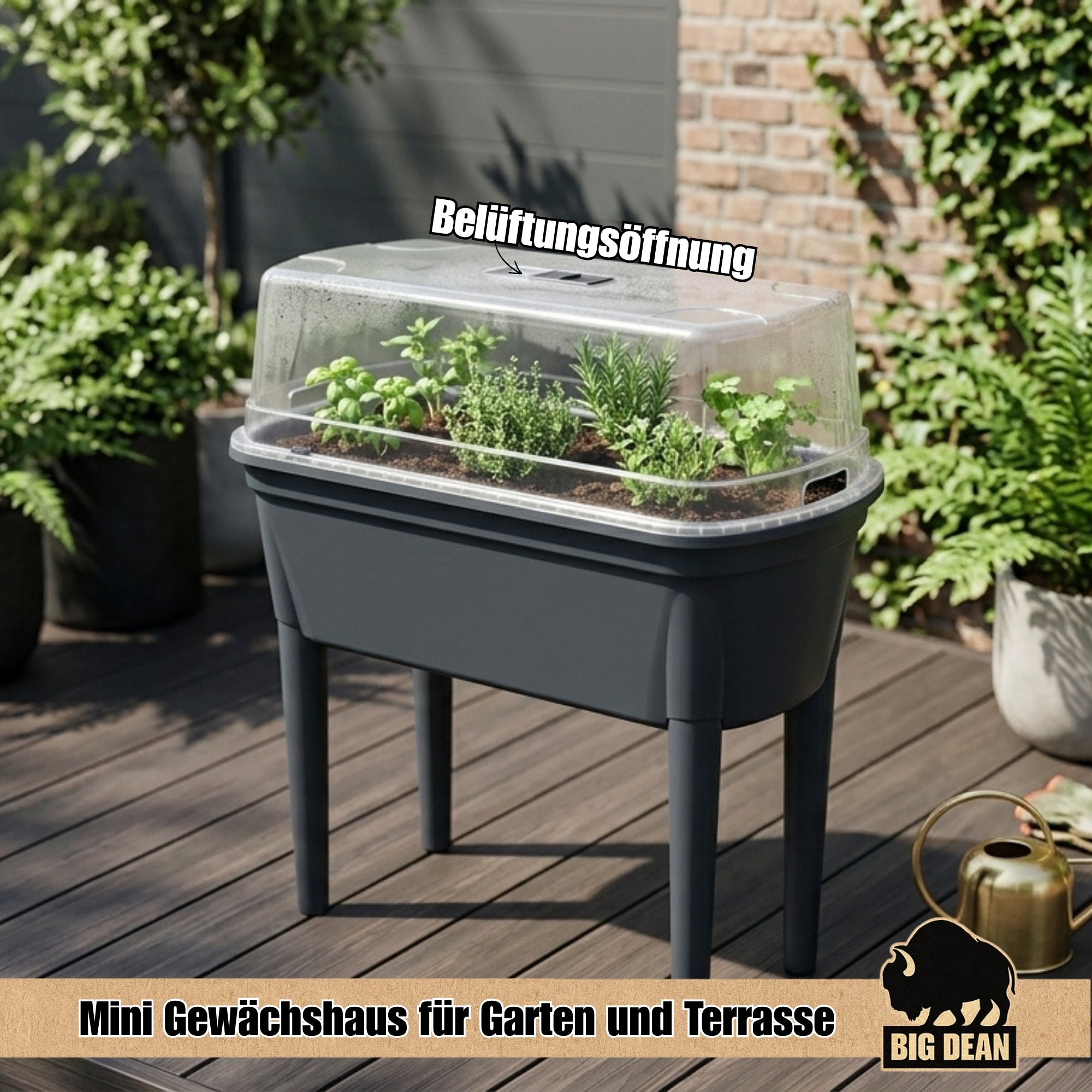 BigDean Garten & Außenbereich Hochbeet Frühbeet Anthrazit 78cm