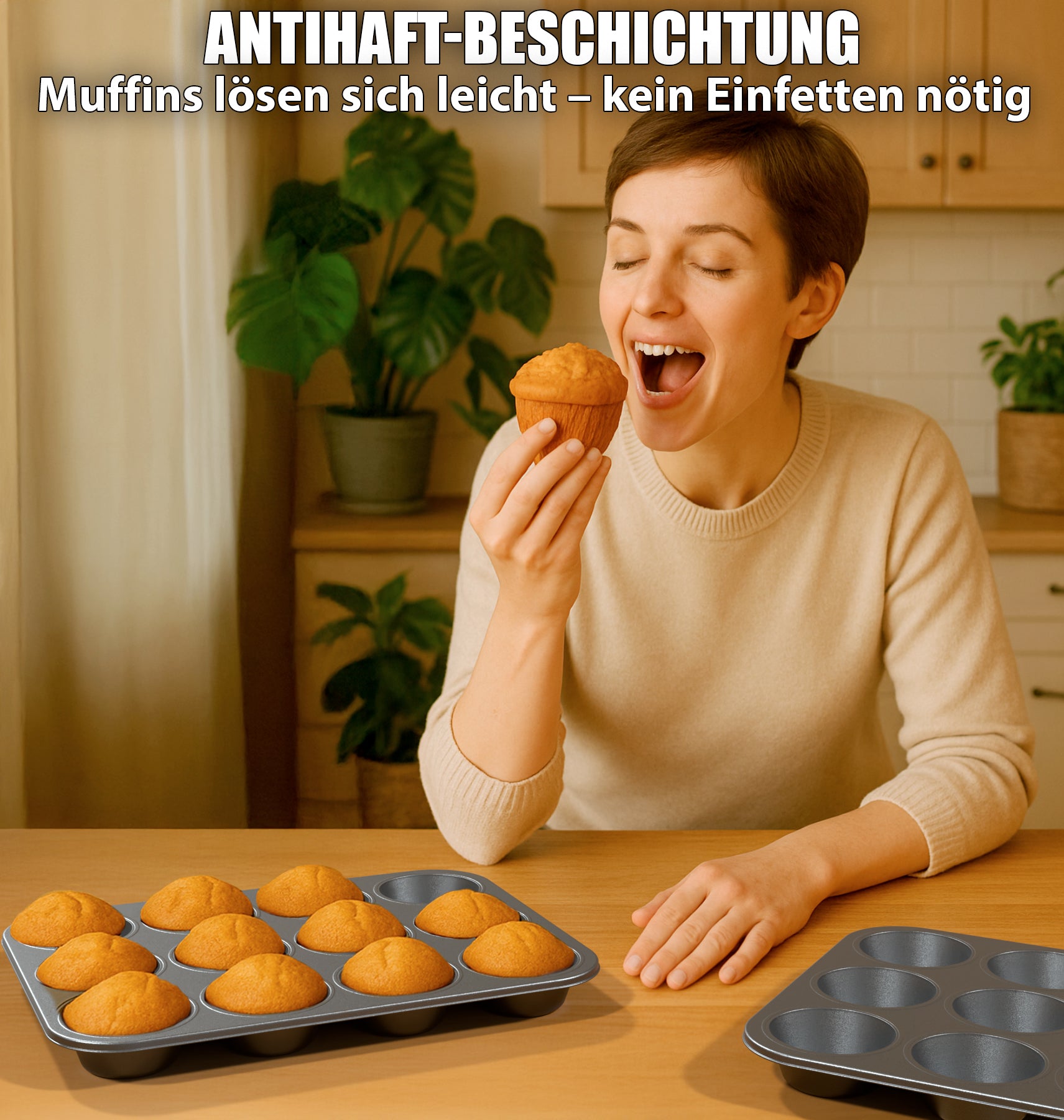 BigDean Muffin Backform 2er Set antihaft Carbonstahl