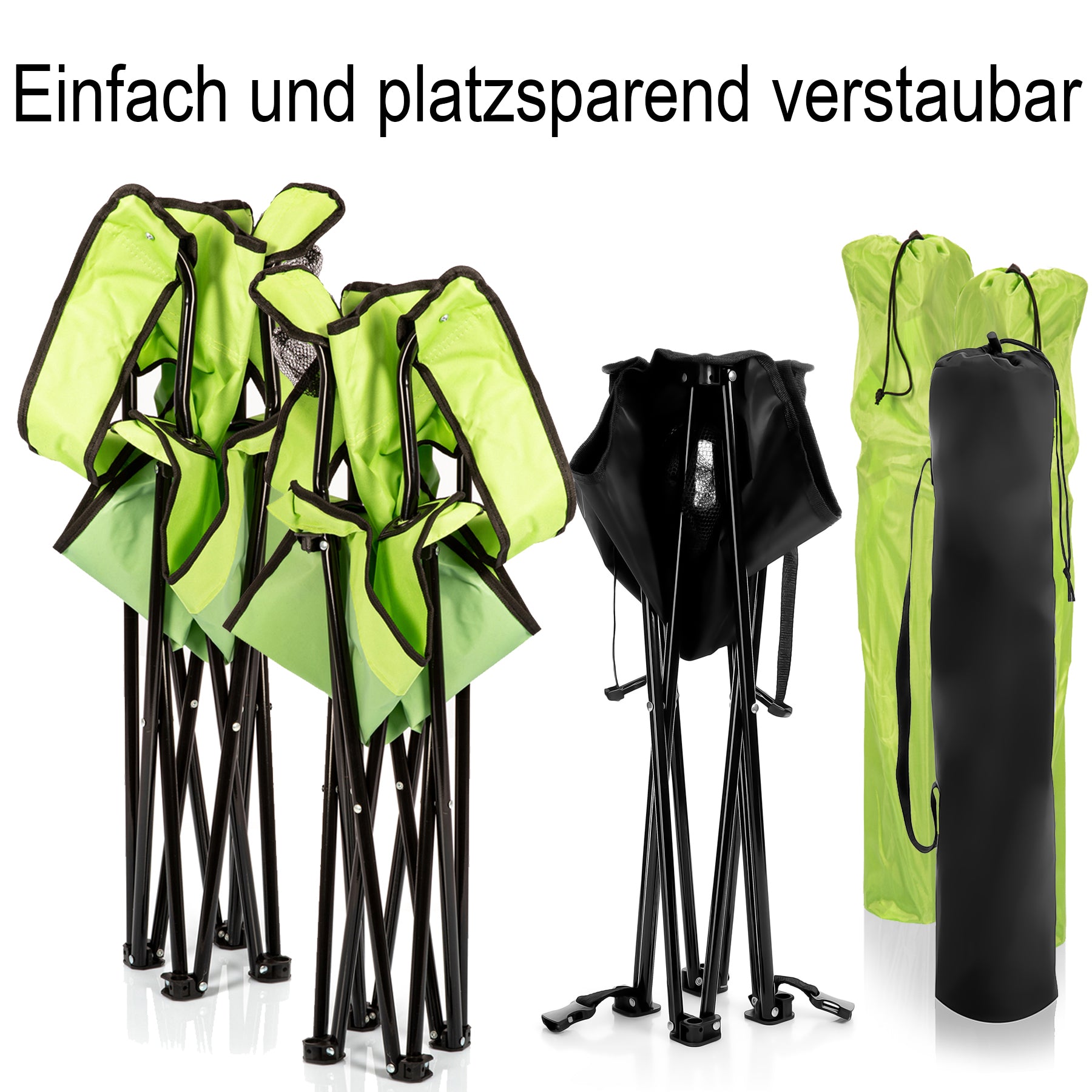 BigDean Campingstuhl mit Campingtisch faltbar grün 2er