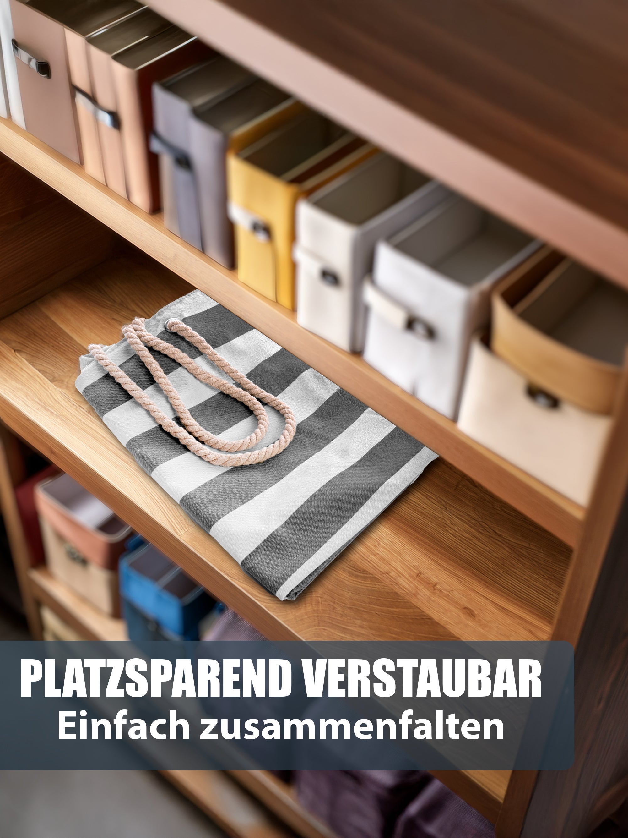 BigDean Strandtasche XXL Badetasche mit Reißverschluss 53x38cm