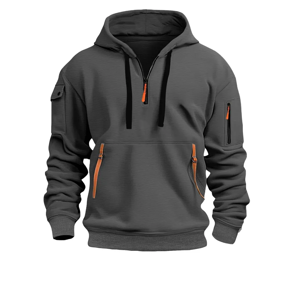 Luadnysin Zipper Hoodie Herren Kapuzenpullover Slim Fit