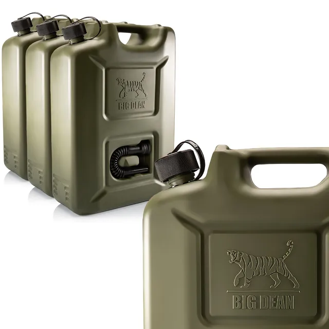 BigDean Benzinkanister 20L Olivgrün 3er Set mit Ausgießer