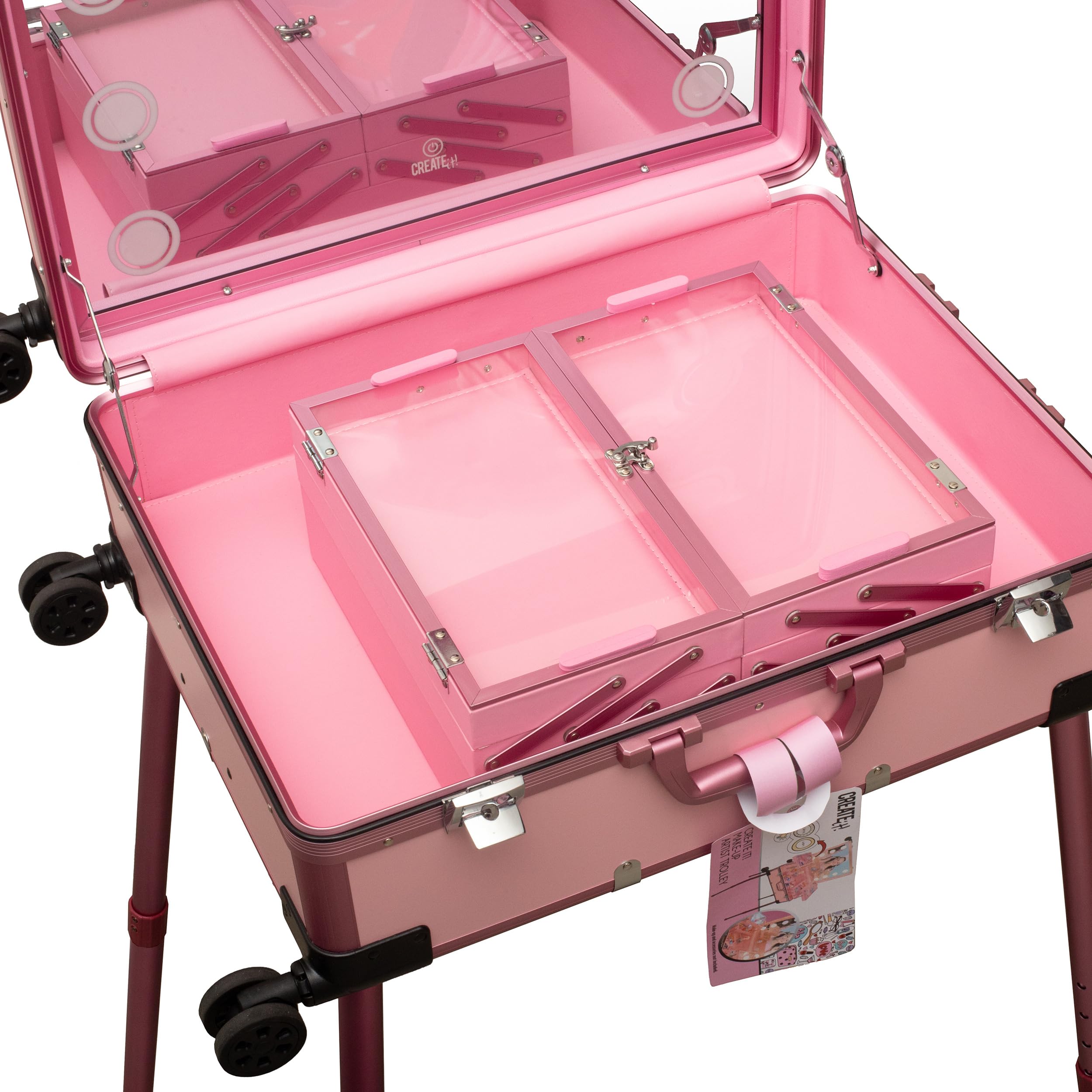 Create It Beauty Cases Schminkkoffer Trolley Rosa mit Spiegel