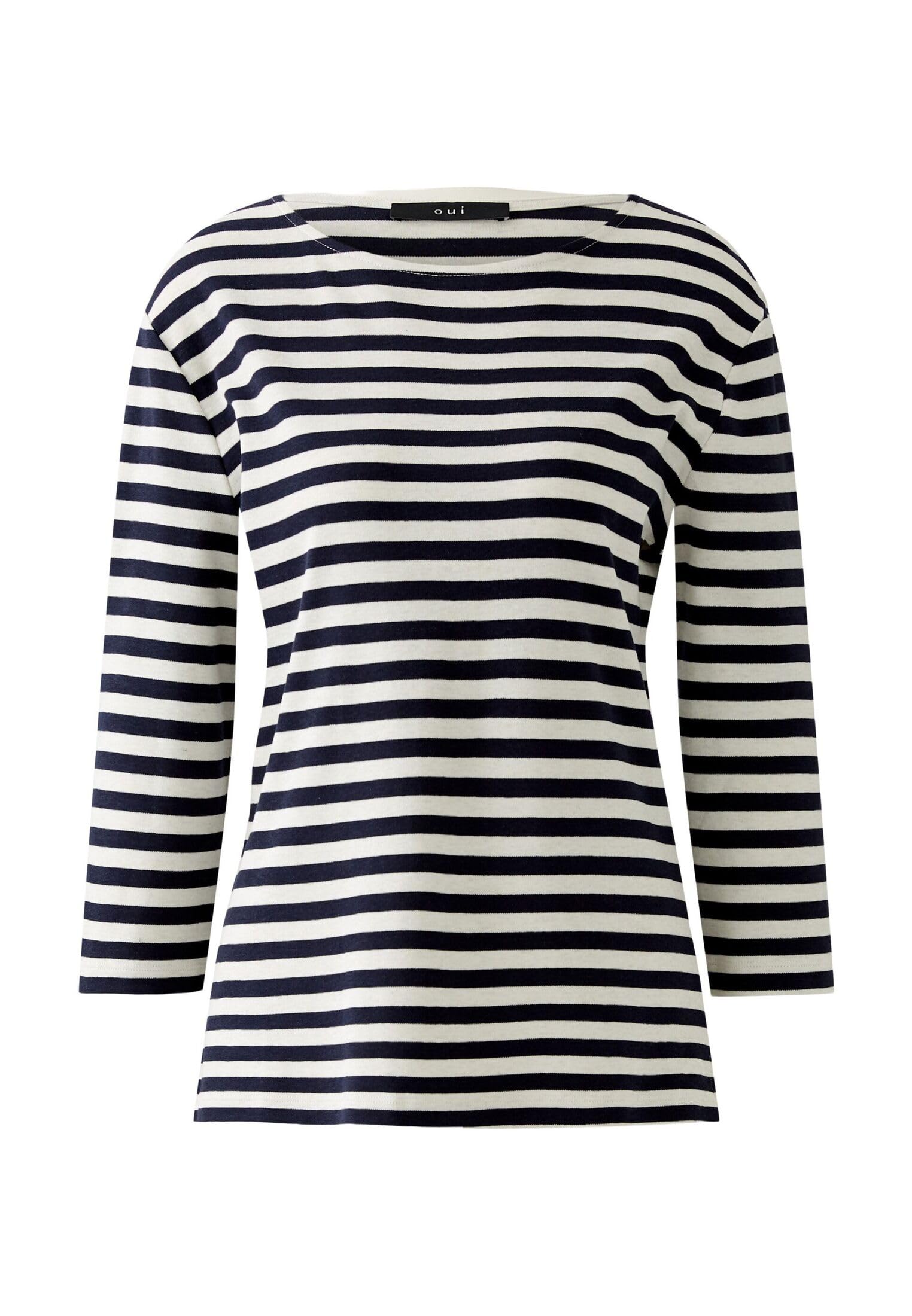 Oui SOLEILA Damen T-Shirt Gr.42 gestreift Baumwolle Black