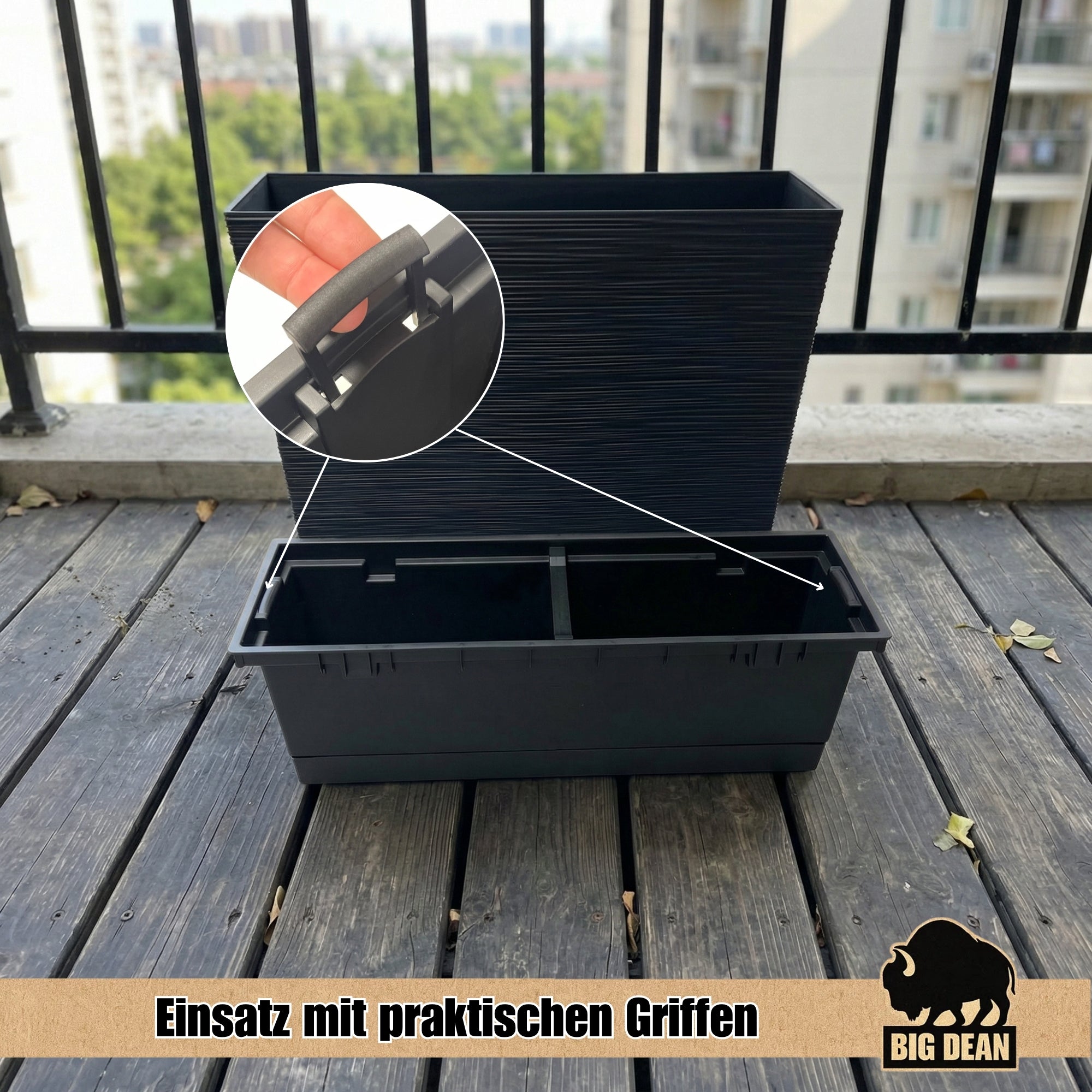 BigDean Garten Blumenkasten Anthrazit 58 cm mit Einsatz UV-fest