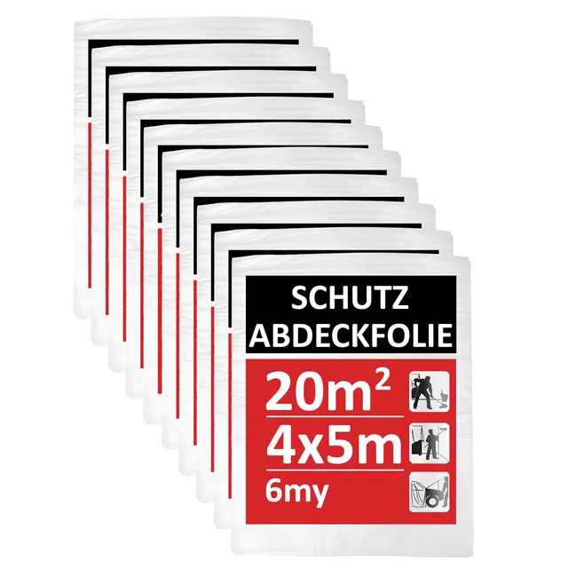 BigDean Werkzeug Abdeckfolie 4x5 m 10er Set 200 qm 6my
