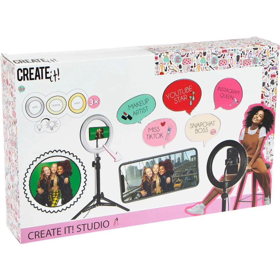 Create It Studio Set LED Ringlicht 20cm Stativ Greenscreen