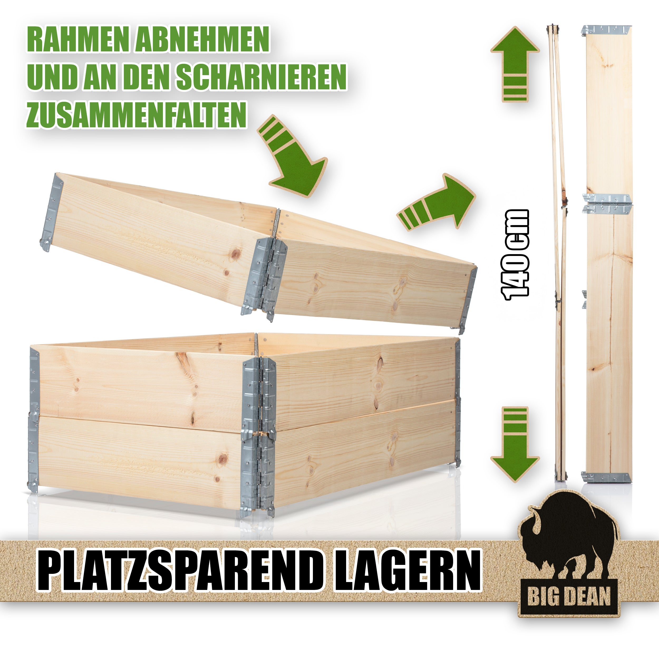BigDean Garten Hochbeet Holz 80x60cm 3 Stück Fichte