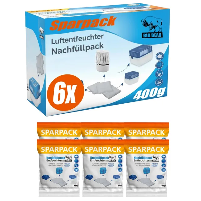 BigDean Bad Luftentfeuchter Nachfüllpack 6x400g Granulat