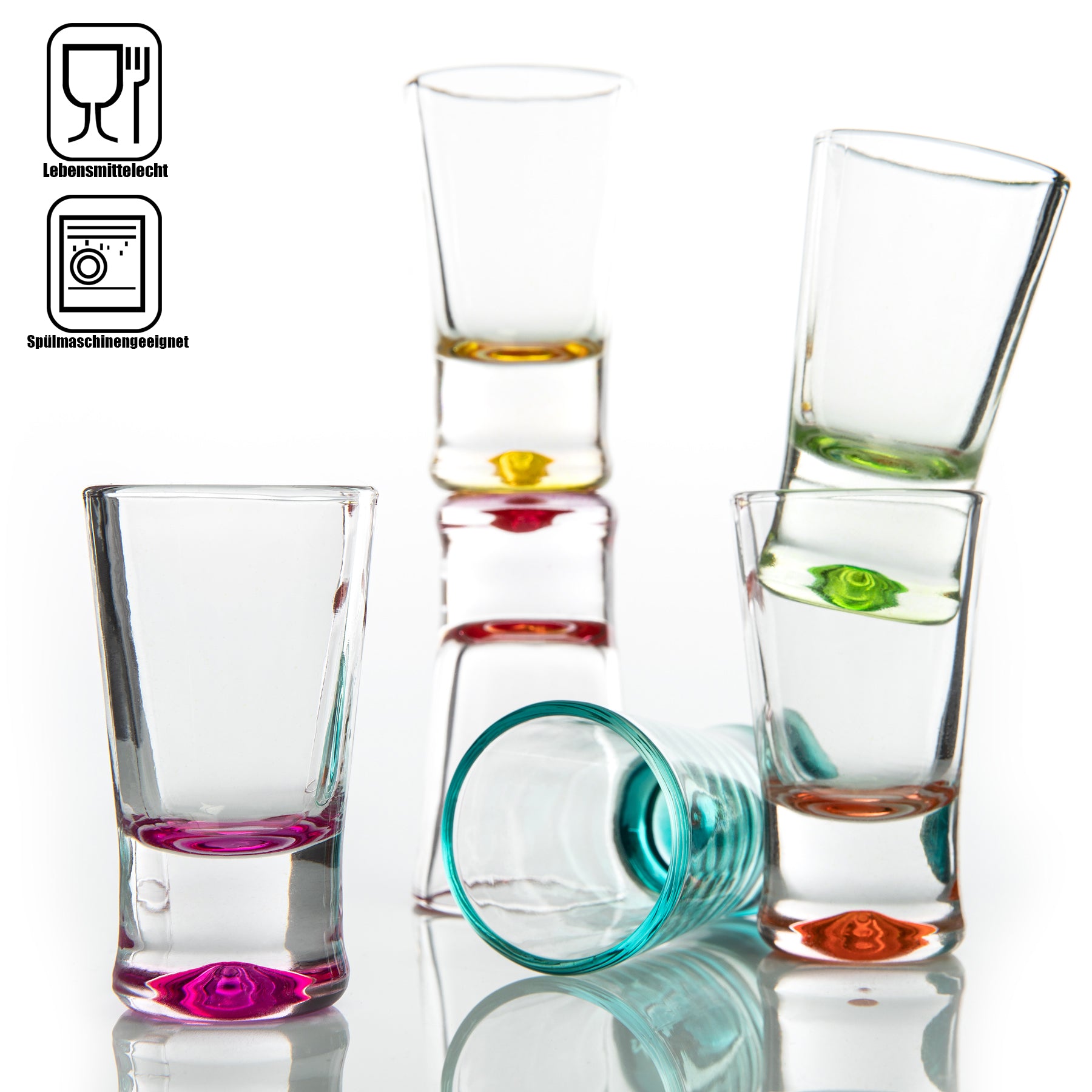 BigDean Schnapsgläser 2 cl 6er Set Shotglas farbig Glas