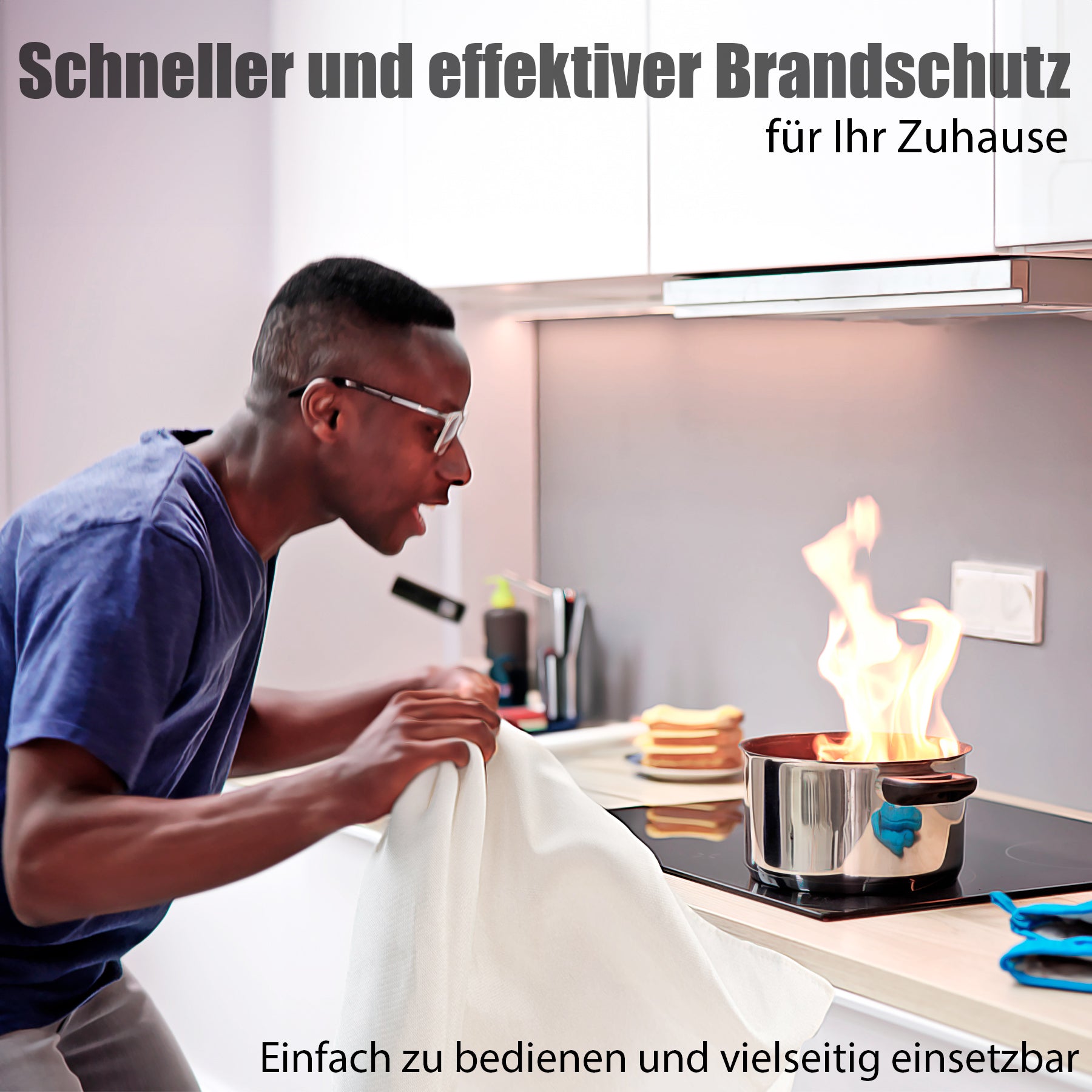 BigDean Löschdecke 100x100 cm Küche Fettbrand Feuerdecke