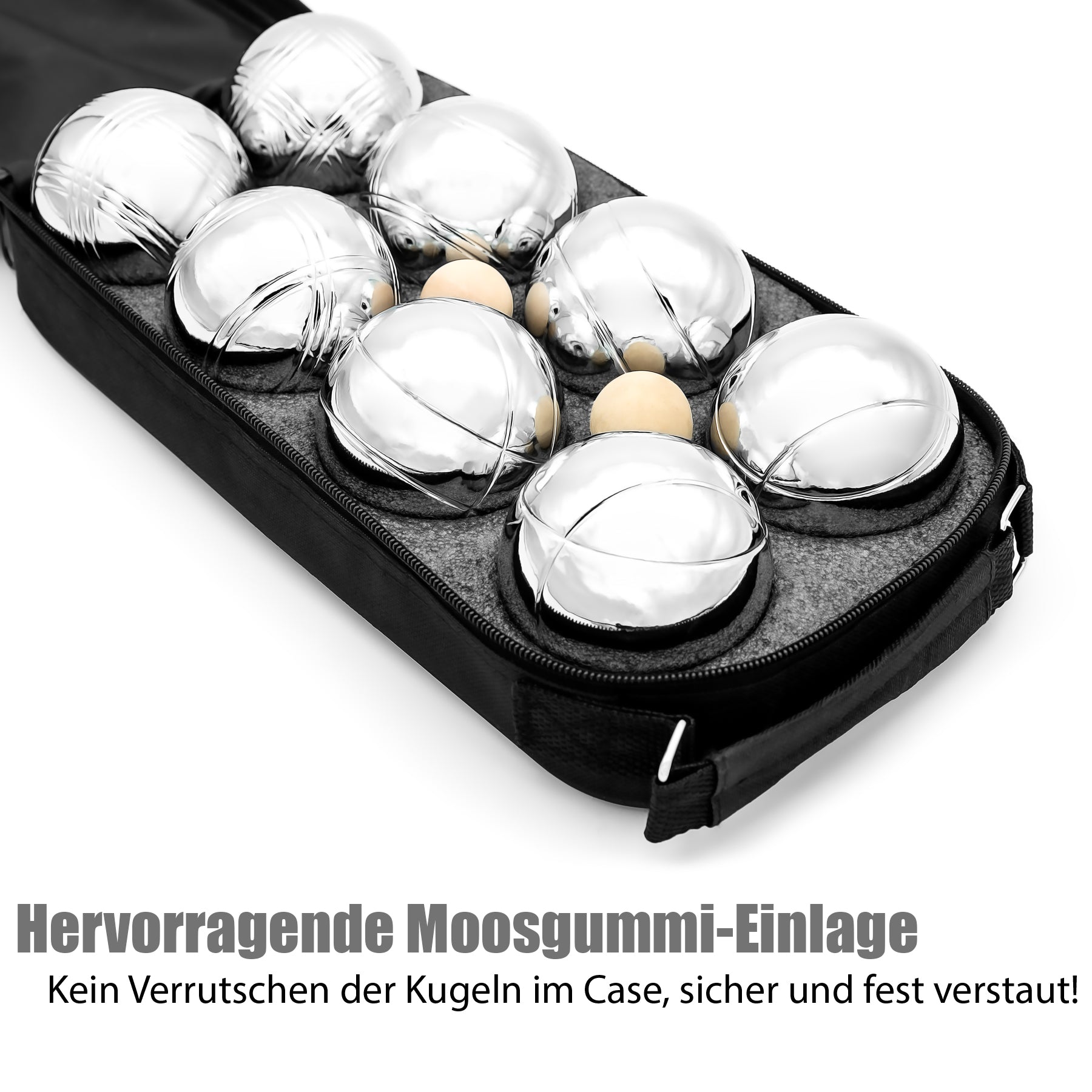 BigDean Boule Set 8 Kugeln verchromt silber mit Tasche