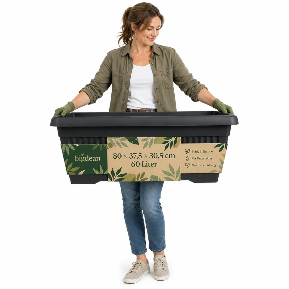 BigDean Garten Blumenkübel Jumbo 60L Anthrazit Untersetzer