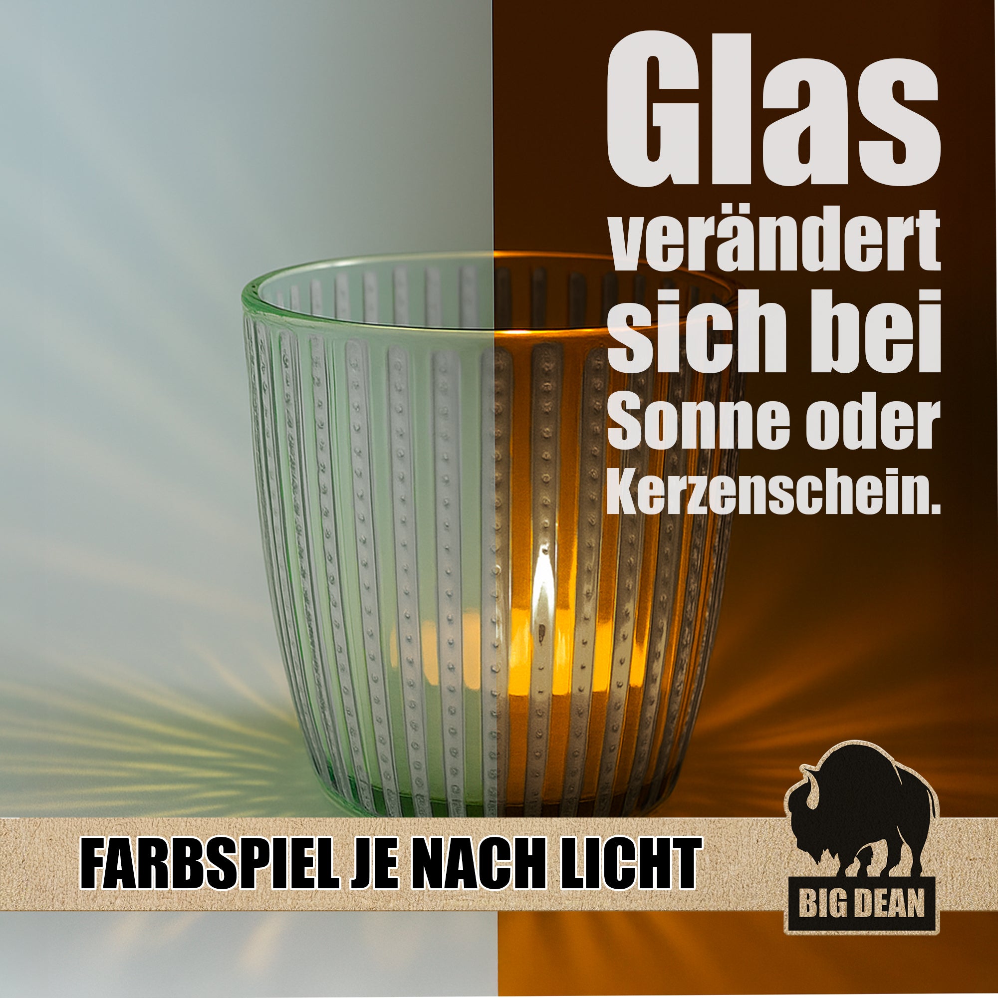 BigDean Haushalt Teelichthalter Glas grün 6er Set Tischdeko