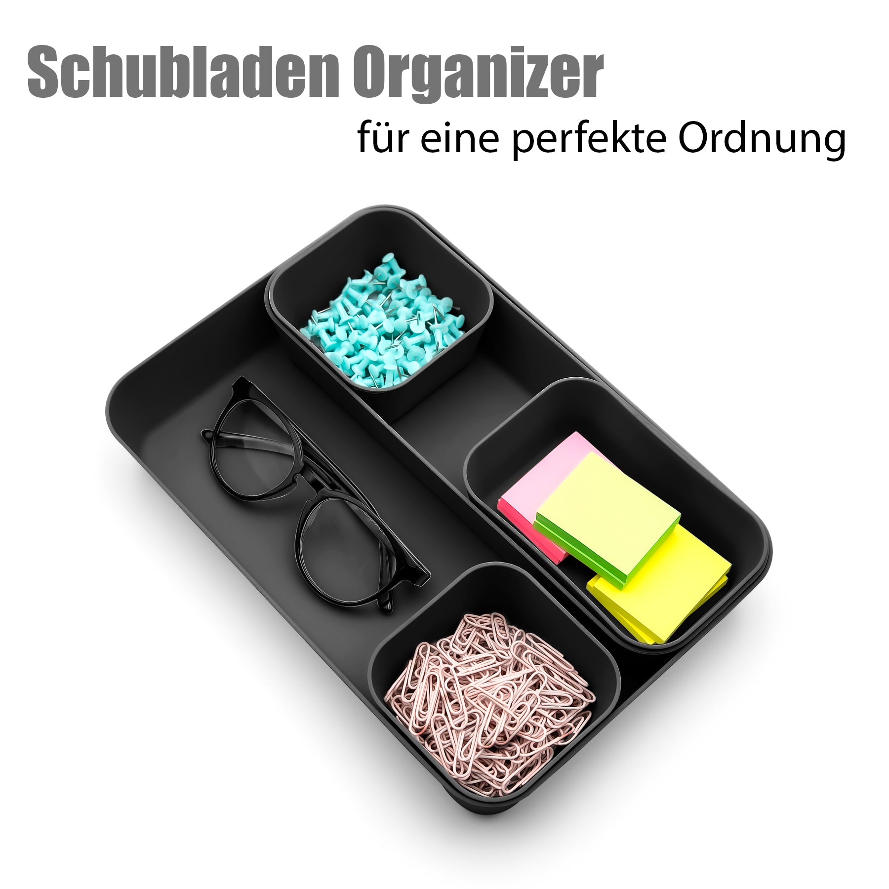 BigDean Schubladen Organizer 8-teilig schwarz PP-Kunststoff