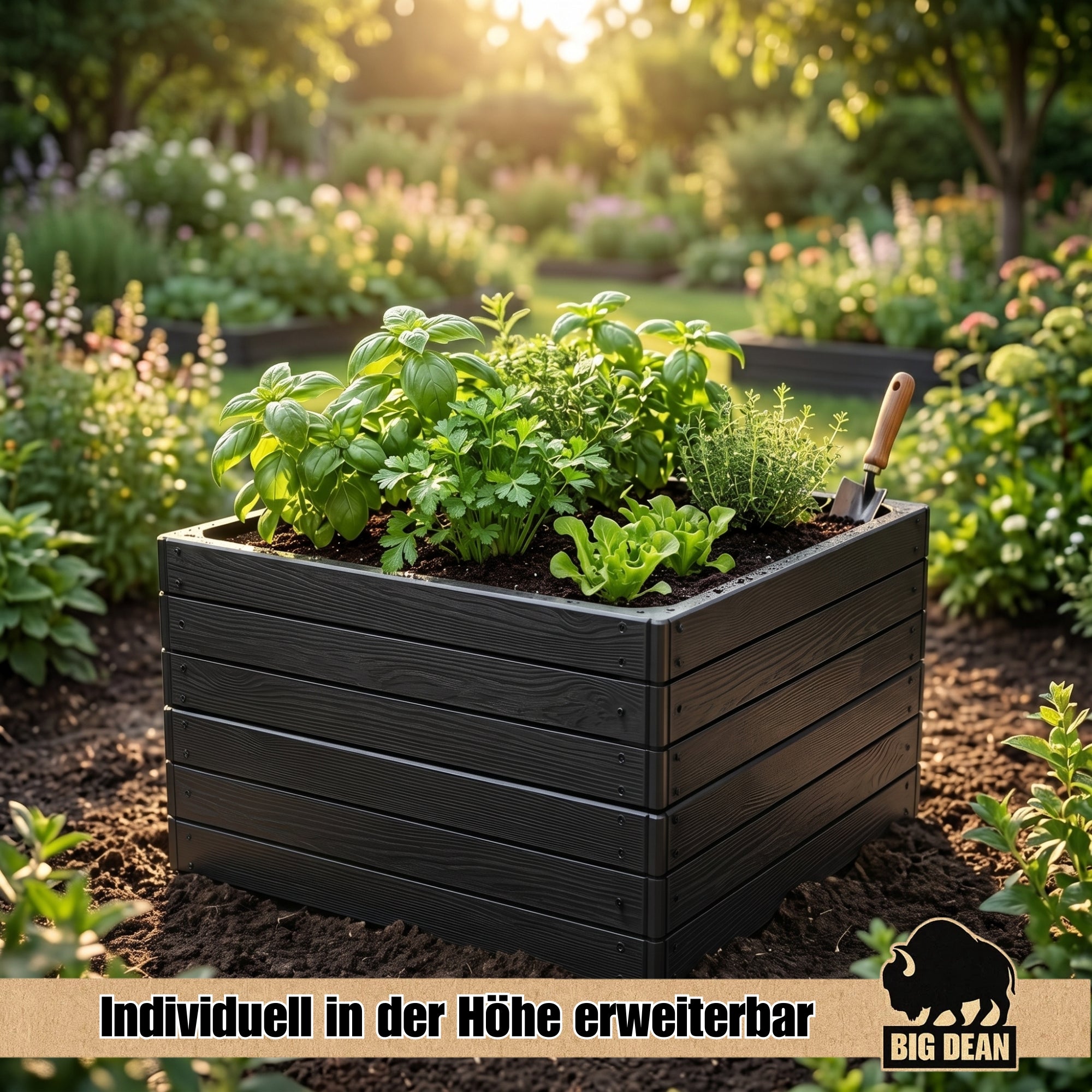 BigDean Hochbeet Kunststoff 83L Pflanzkasten modular 75x61x23