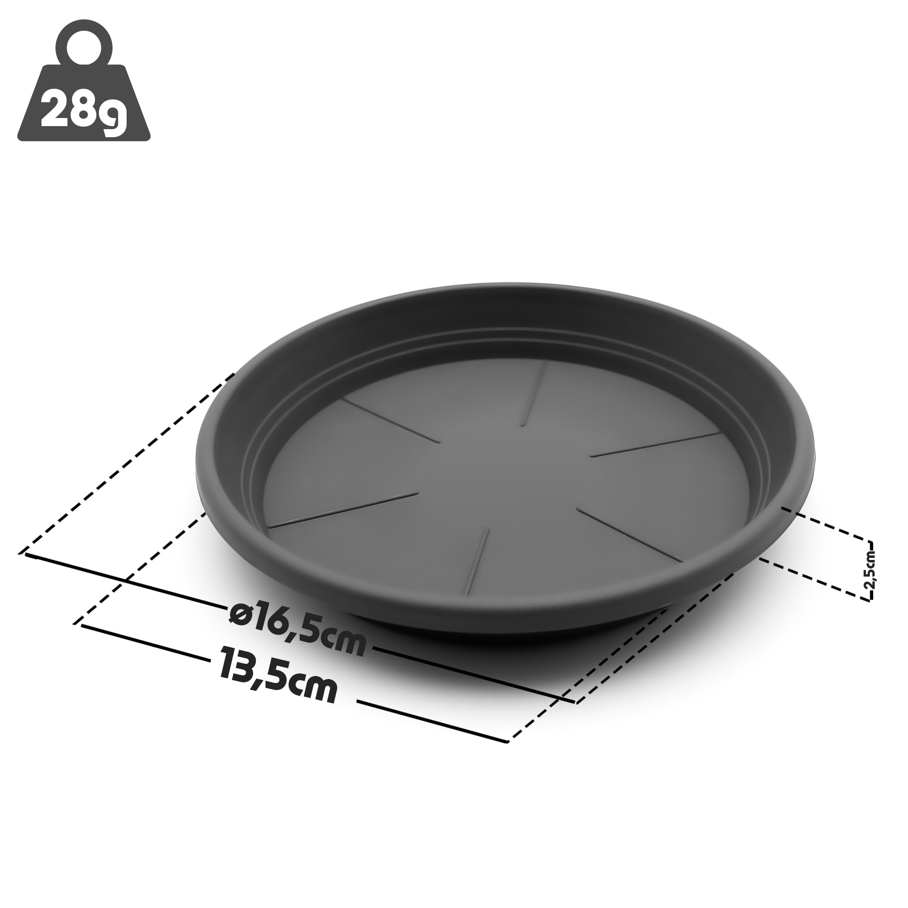 BigDean Blumentopf Untersetzer 16,5 cm Anthrazit 20 Stück