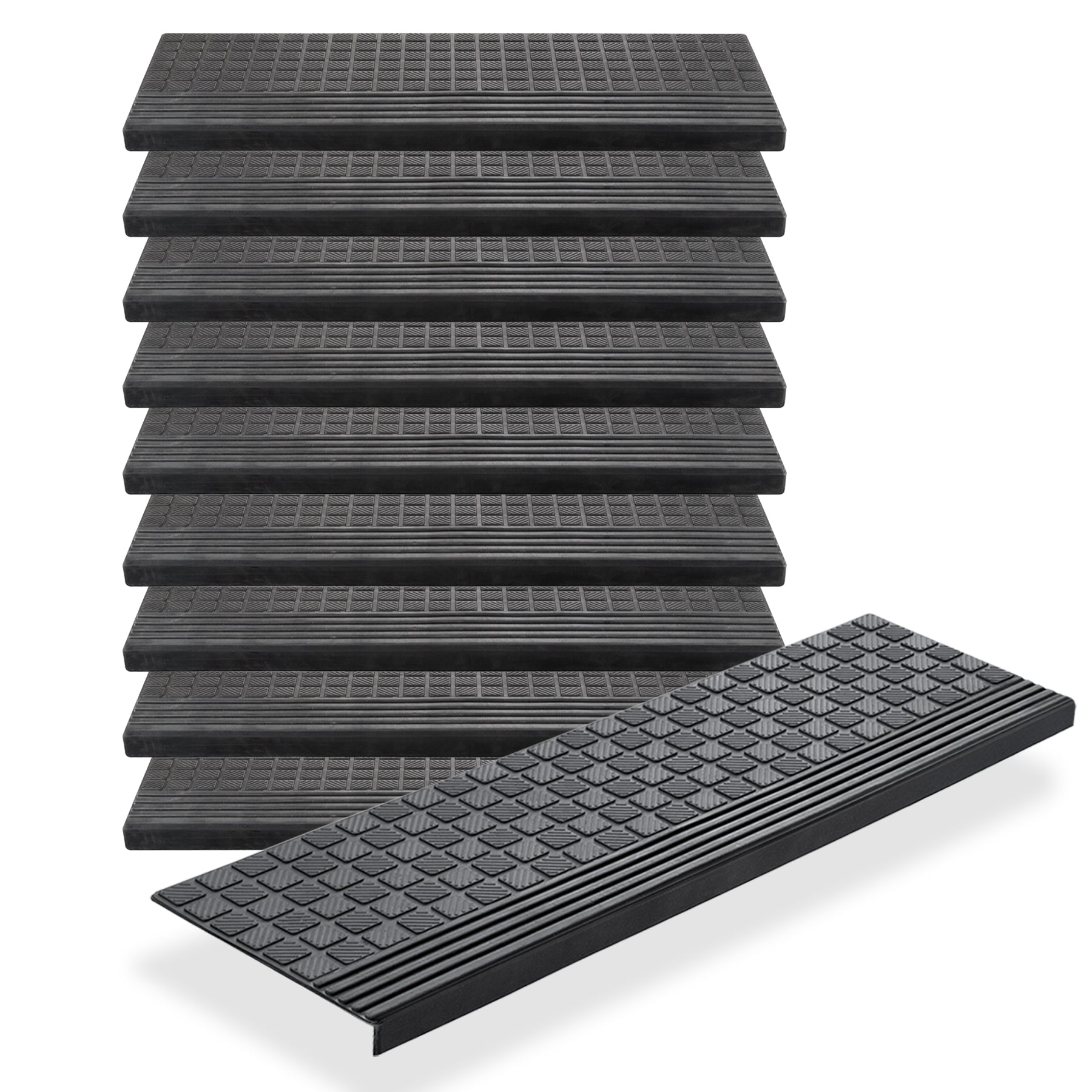 BigDean Haushalt Stufenmatten Gummi 65x25cm schwarz 10er antirutsch
