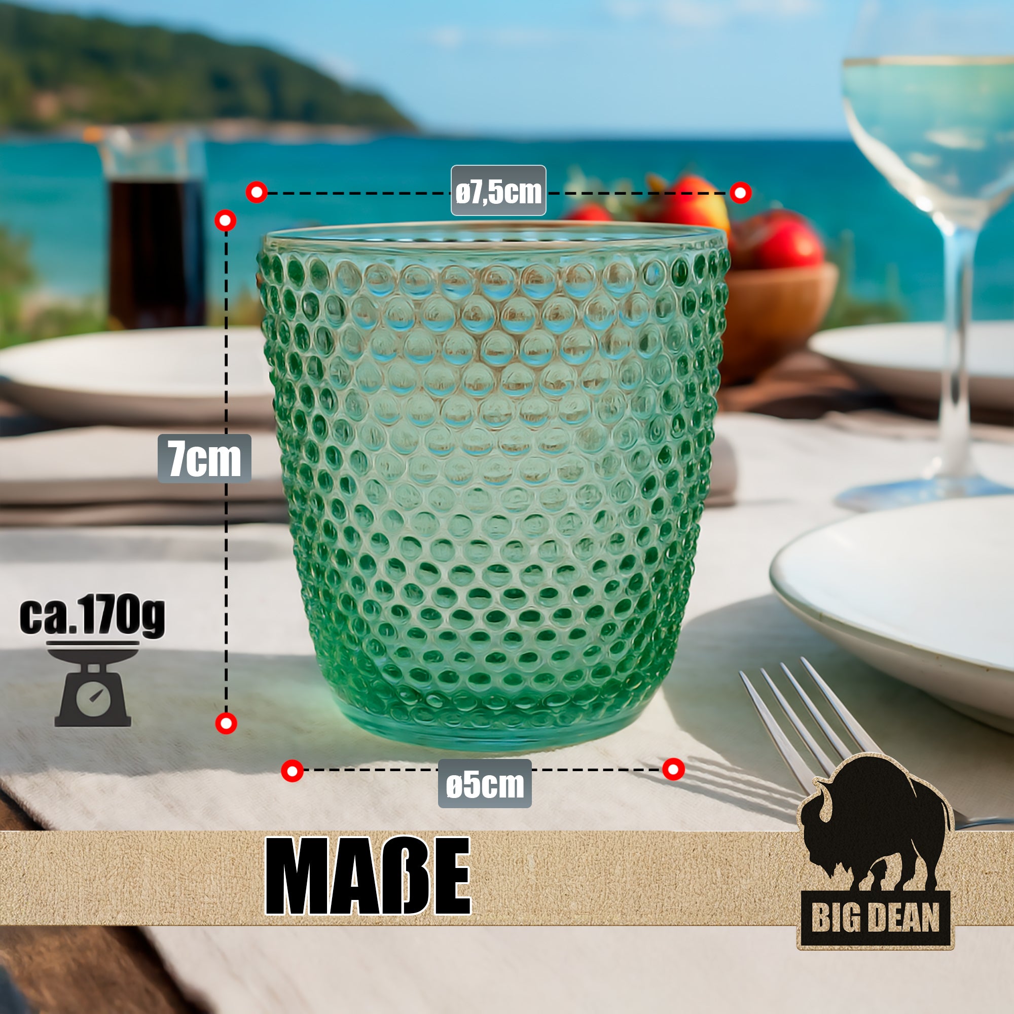 BigDean Haushalt Windlicht Glas grün 4er Set Teelichthalter