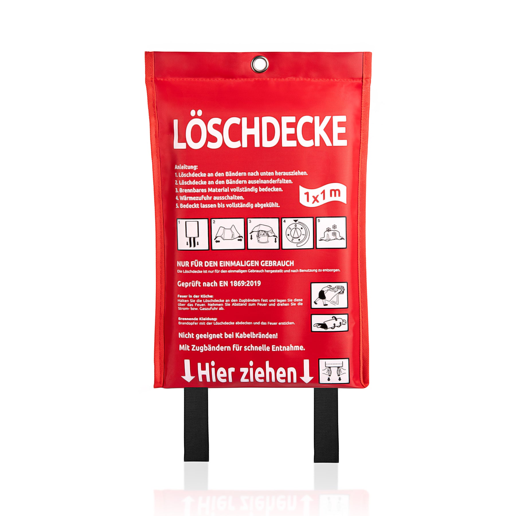 BigDean Löschdecke 100x100 cm Küche Fettbrand Feuerdecke