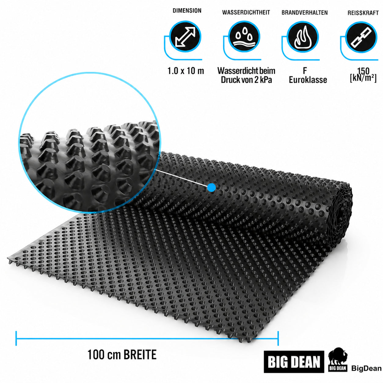 BigDean Noppenfolie Premium 1x10m HDPE Hochbeet