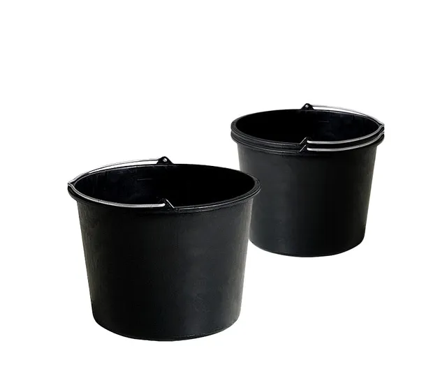 BigDean Baueimer 20 Liter schwarz 3er Pack mit Skala