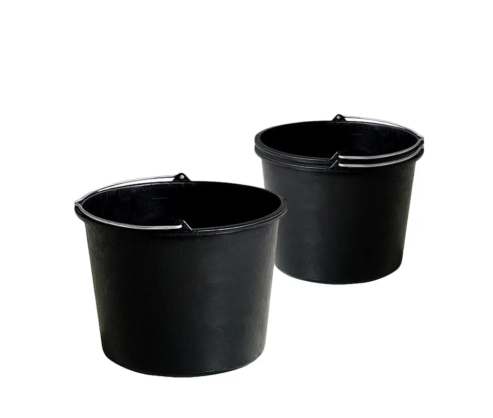 BigDean Baueimer 20 Liter schwarz 3er Pack mit Skala